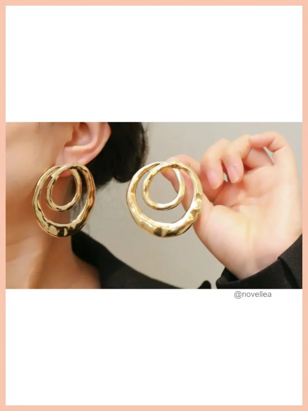 Hammered Geometric Double Hoop Dangle Earrings Gold Silver Leopard Print